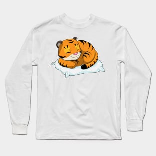 Tiger at Sleeping with Pillow Long Sleeve T-Shirt